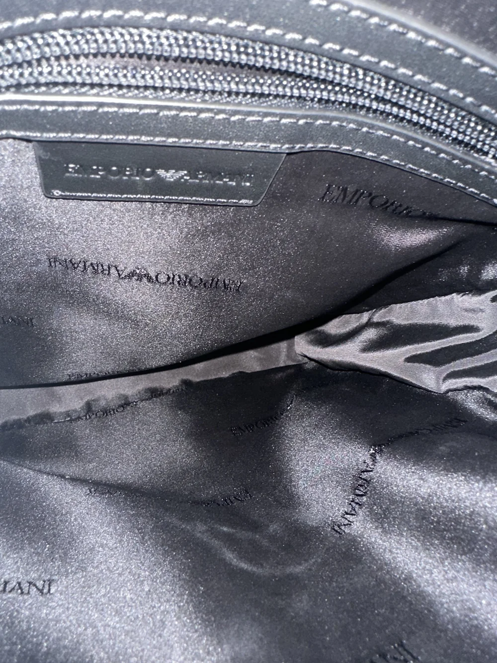 Emperor Armani Signature Leather Messenger Bag